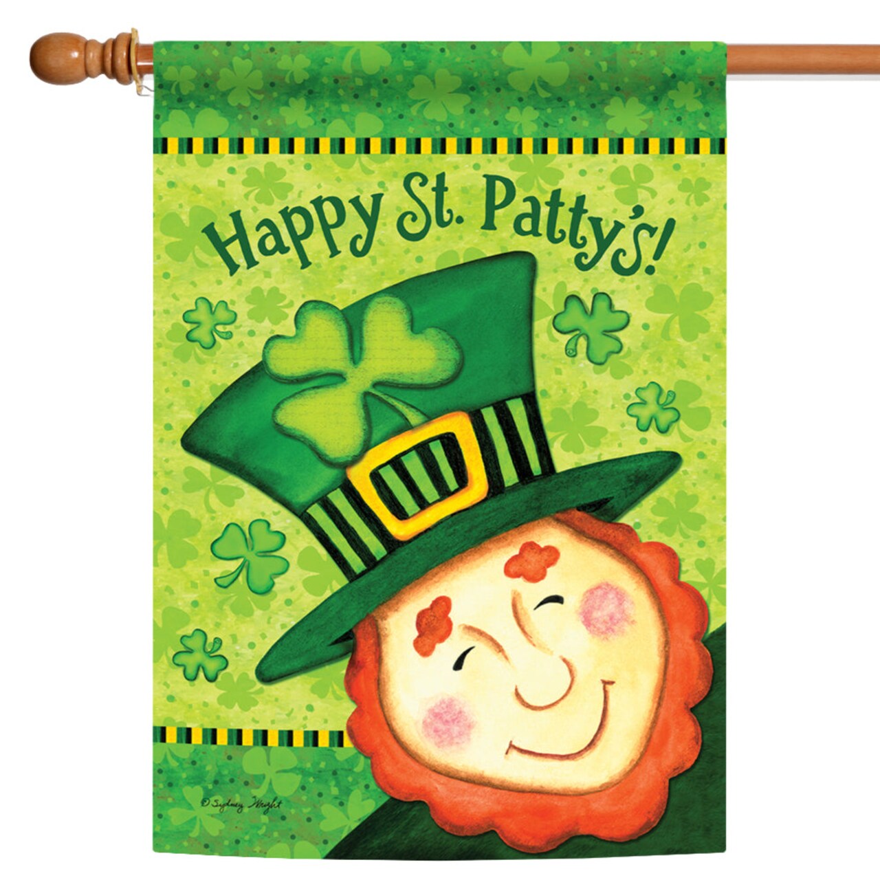 Toland Home Garden Green and Beige St Patrick&#x27;s Leprechauns Outdoor House Flag 28&#x22; x 40&#x22;